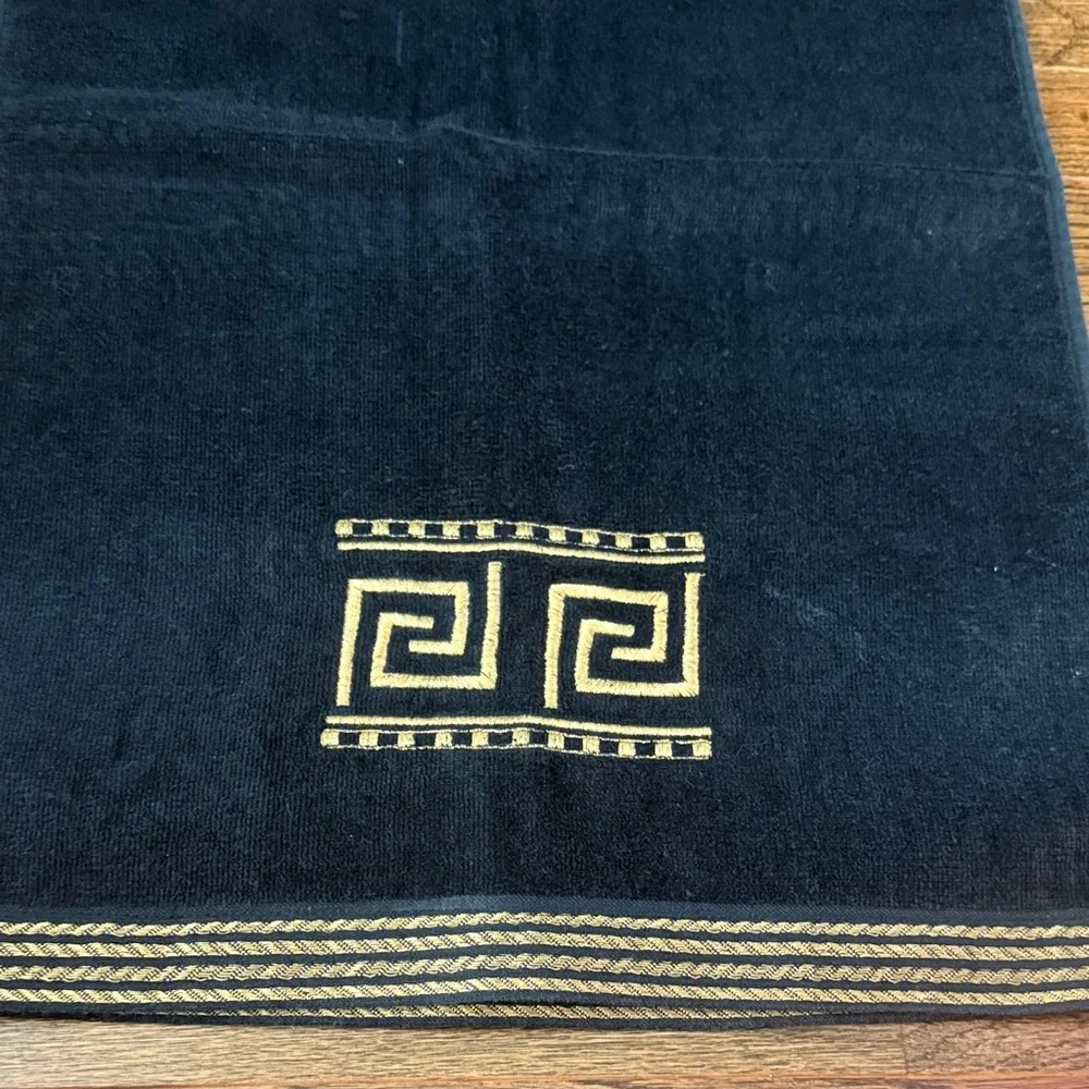 Black and Gold Greek key Hand Towel